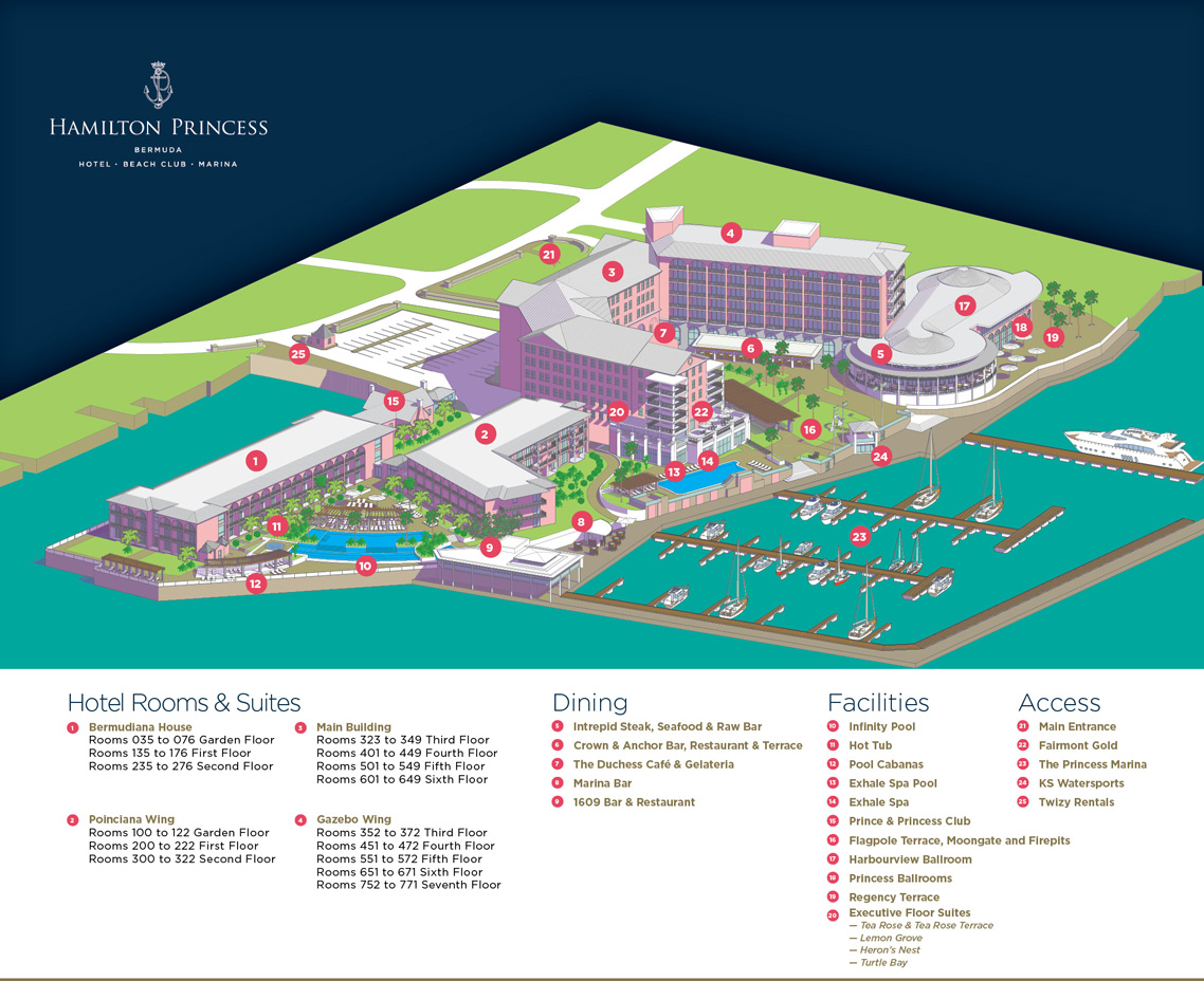 Resort map at Hamilton Princess Bermuda