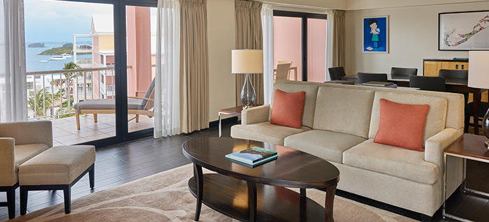 Living Area in the Penthouse Suite at the Hamilton Princess Bermuda